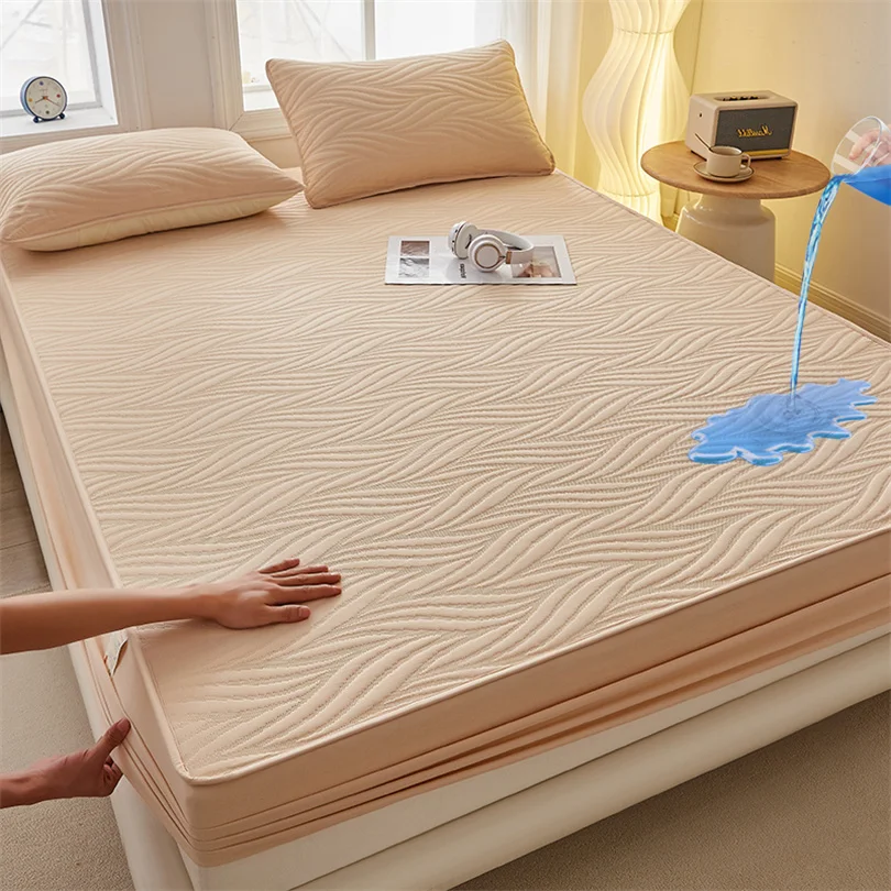 Waterproof 3D Air Fabric Thick Mattress Cover, 100% Waterproof Mattress Pad Protector, Ultra Soft Breathable Fitted Bed Sheet