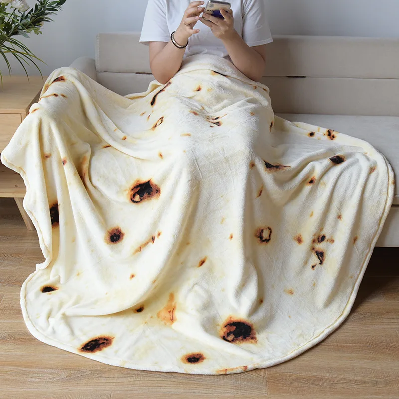 WASART Warm flannel tortilla blanket mexican pita throw blanket for bed fluffy velvet fleece ​sofa plaid winter pizza blanket