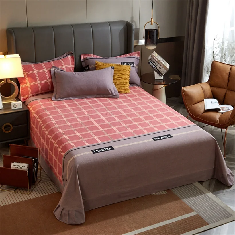 Egyptian Cotton Brushed Flat Bed Sheet Luxury Bed Cover Euro Style Thicken Soft Bed Linens Double Queen King Size(No Pillowcase)