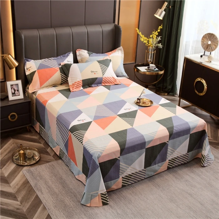 Egyptian Cotton Brushed Flat Bed Sheet Luxury Bed Cover Euro Style Thicken Soft Bed Linens Double Queen King Size(No Pillowcase)