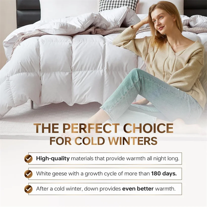White Goose Down Comforter Luxurious Warm Winter Thick 3D Bread Bed Blanket 100% Cotton Cover Quilts Customized All Season Duvet