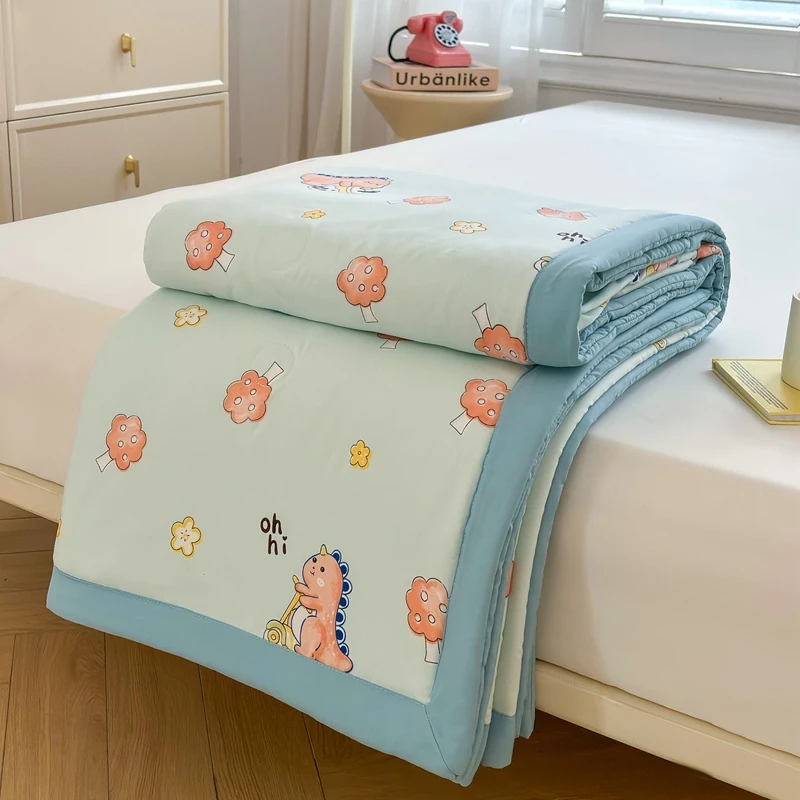 100% Cotton Inside and Outside Summer Quilt Lightweight Ultra Soft Thin Quilt Air Conditioning Quilts Pure Cotton Blanket Ins
