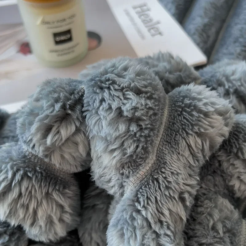 WASART Double-sided Imitation faux rabbit fur blanket autumn winter soft warm throw blanket warmth thick bed sheet extra large