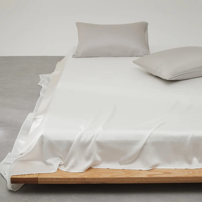 1pc Natural Mulberry Silk Flat Bed Sheet Solid Color Bedding Sheets 100% Silk Bedspreads for Twin Full Double Queen King Size
