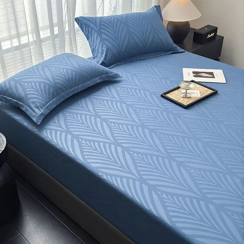 WASART Geometry Print Mattress Protector Elastic Fitted Bed Sheet Cover Luxury Double Bed Hypoallergenic Soft Breathable Bedding