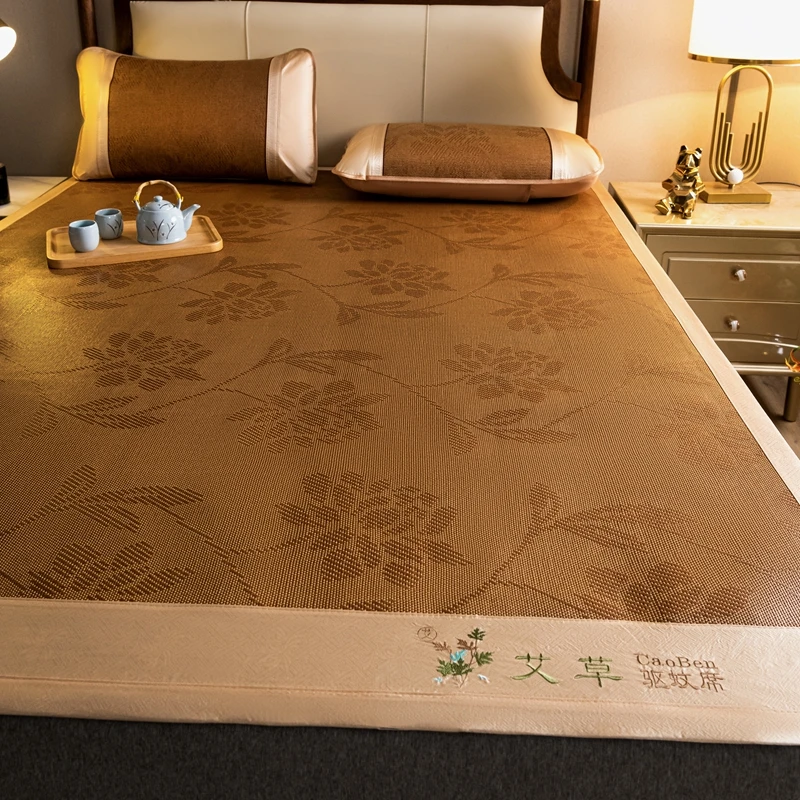 Summer Sleeping Mat Natural Ice Rattan Mat Foldable Durable Cool Pad Cooling Bed for Home Dormitory Breathable Smooth Bedspreads