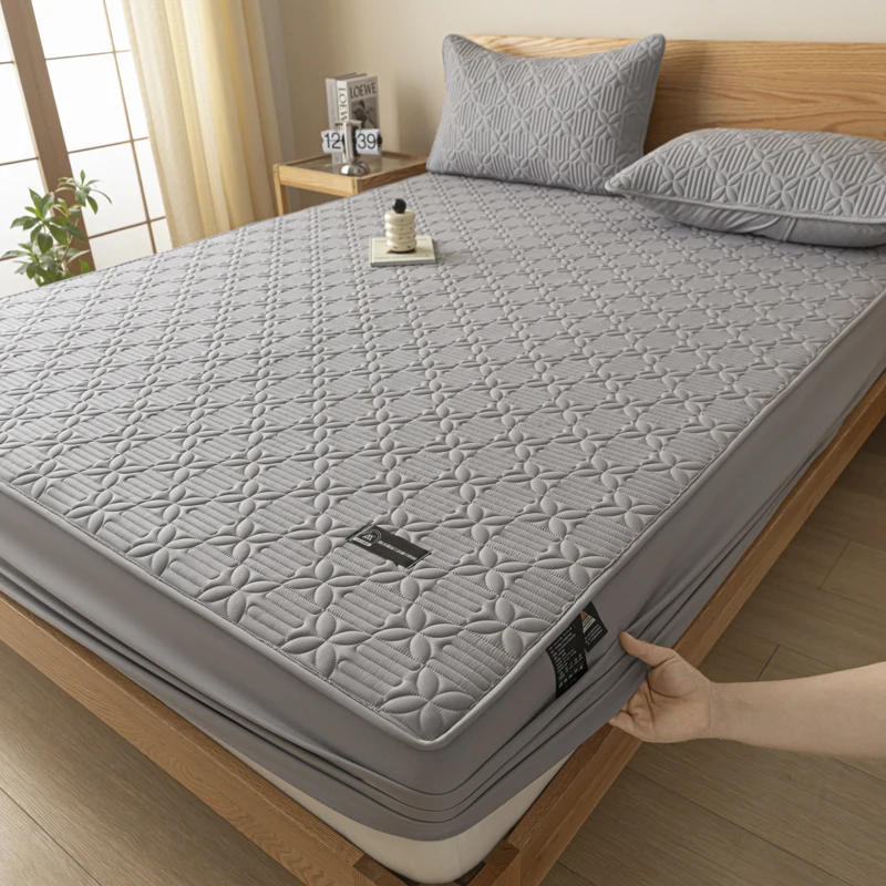 WASART Waterproof Quilted Mattress Protector Cover Elastic Fitted Sheet Style Couple Bed Protection Pad King Size Hypoallergenic